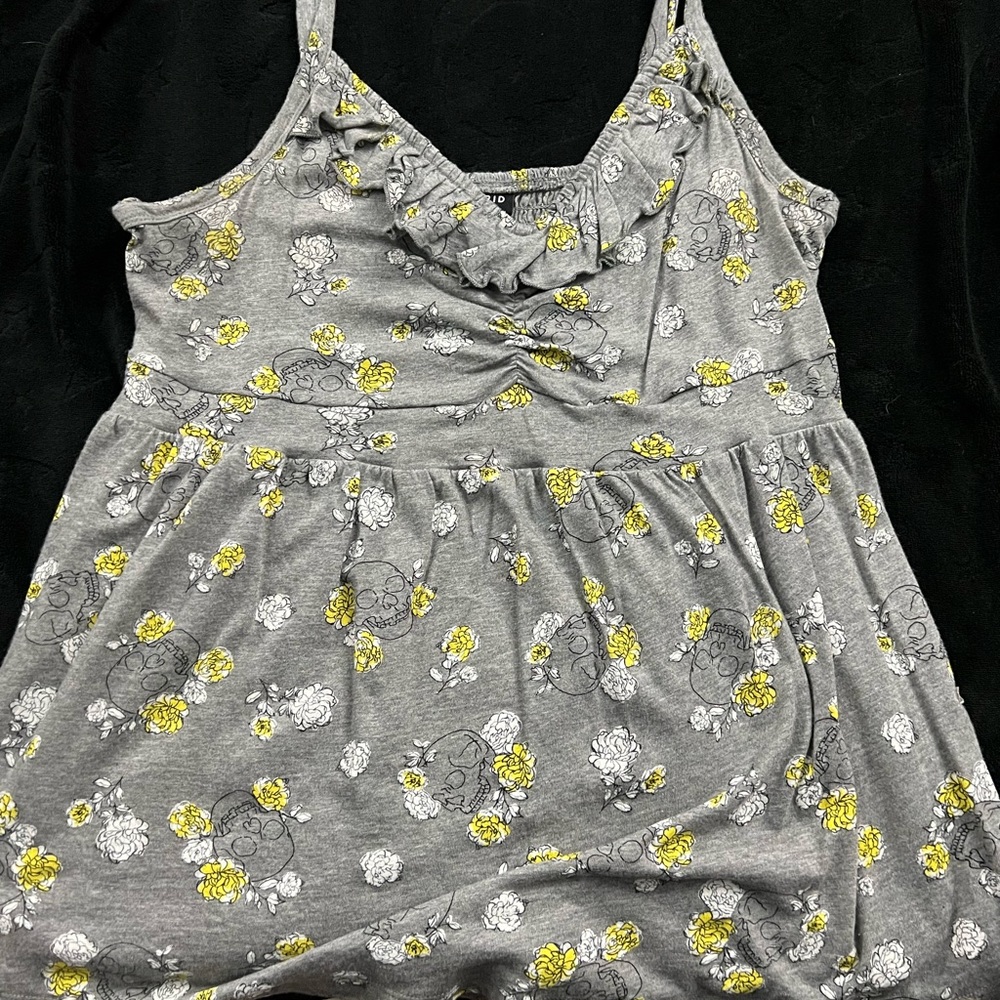 Torrid plus size floral and skulls gray spaghetti strap.